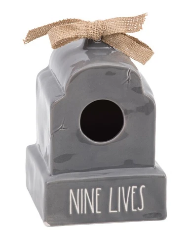 RAE DUNN 9 Nine Lives Tombstone Birdhouse Cover