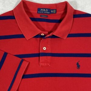 Polo Ralph Lauren Short Sleeve Polo Shirt Men’s Size XXL 2XL Red Striped