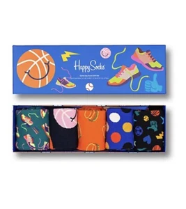 NIB Happy Socks 5pk Game Day Socks Gift Set - Mens 8-12, Womens 10-12.5 MSRP $60 - Picture 1 of 1