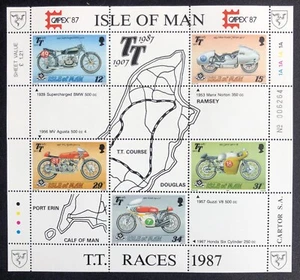Stamp Great Britain Isle Of Man 1987 MNH sheet TT Motorcycle Race 80th Anniversa - Picture 1 of 1