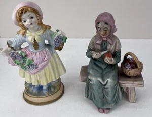Girl Figurines HOMCO Ceramic harvest WOMAN Occupied Japan apple grape 2 - Picture 1 of 10