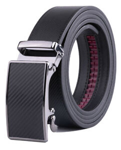 Mens Leather Belt No Holes Ratchet Belt Automatic Buckle Adjustable
