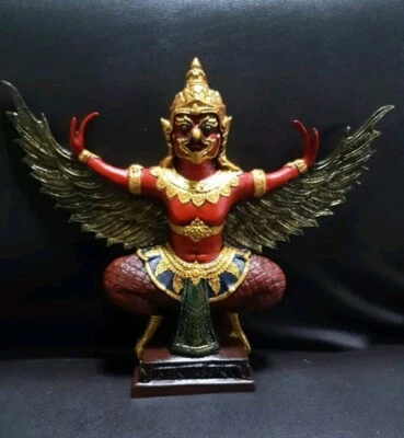 Estatua de Garuda Tailandesa Amuleto Rojo Talismán Antiguo Buda Phaya Krut Poderosa Magia/ Foto 1 de 4
