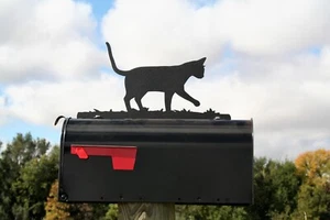 Katze Katze Metall Briefkasten Topper 8,5 Zoll groß matt schwarz - Bild 1 von 4