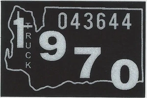 Calcomanía pegatina de vinilo Washington 1970 - registro de licencia de camión etiqueta de pestaña - nueva - Imagen 1 de 3