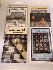 6 Quilt Wall Hanging Patterns Folk Art Birds Pumpkin Flying Swallows Country Lot - Picture 1 of 13