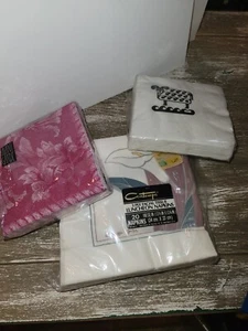 Konvolut 3 Packungen Vintage Servietten Contempo 80er Jahre Blumen Damast und mehr - Bild 1 von 7