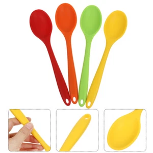 4 Pcs Silicone Spoon Baby Child Spoons for Cooking Long Stirring Deep Soup - Imagen 1 de 12