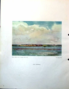Antique Print West Wittering Adrian Hill The Estuary Boats Water Sky 1948 20th - Picture 1 of 2