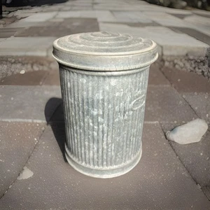 Vintage Mini Galvanized Trash Can - Picture 1 of 6