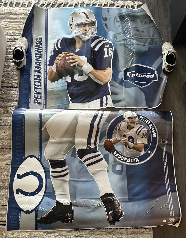 Peyton Manning Fathead NFL 印第安纳波利斯小马队真人大小墙面贴花足球复古 — 第 1/4 张图片