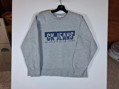 Sudadera Vintage Años 90 Calvin Klein Jeans Gris y Azul Talla Para Hombre Mediana RARA Foto 1 de 4