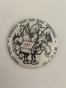 Minnesota State Pack Horse Championship 1982 Pin Back Button P33 - Picture 1 of 3