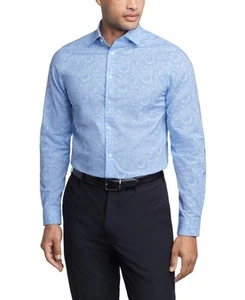 Michael Kors Mens Regular fit Dress Shirt Large 16.5 in 34-35 Blue Paisley - Picture 1 of 1