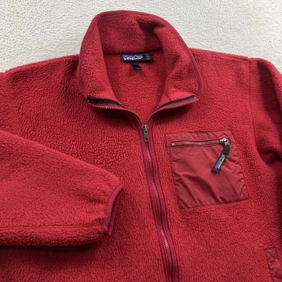 Vintage Patagonia Retro X Deep Pile Fleece Mens Large Red Full Zip Made in USA - Image 1 of 4