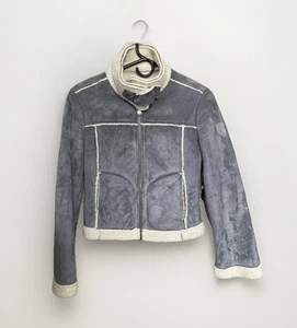 Vintage 00s Bebe Faux Suede Jacket Coat authentic Y2K Xs Small Zip Shearling - Picture 1 of 24