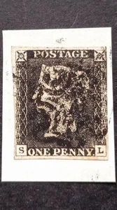 Queen Victoria GB Penny Black SG.3 Pl.3 Worn Plate Used Black MX 4 Margins VF - Picture 1 of 3