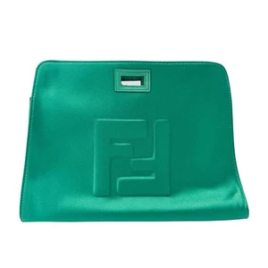 FENDI Peek-a-Boo Defender Green Satin Bag - Picture 1 of 13