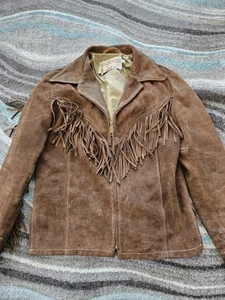 Vintage Schott Suede Leather Fringed Rancher Jacket Mens 40 Medium 60s 70s Brown - Picture 1 of 11