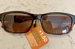 NEW W/TAGS! +1.50 Unisex Tinted Reading Sunglasses Tortoise Shell Brown - Picture 1 of 4