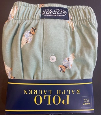 Polo Ralph Lauren Cotton Boxer Shorts Casual Bear in Light Green - Size S NWT - Image 1 of 3