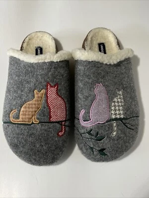 ZAPATILLAS LANDS' END GRIS FIELTRO GATO FORRADAS SHERPA MUJER TALLA 11B Foto 1 de 4