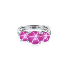 Pink Star Ruby Ring, Lindy Star Ruby Ring, Vintage Women Ring, Star Ring - Picture 1 of 4