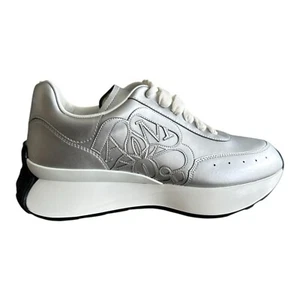 Alexander McQueen Sprint Runner Größe 6 UK Metallic Silber Mcqueen Turnschuhe - Bild 1 von 24