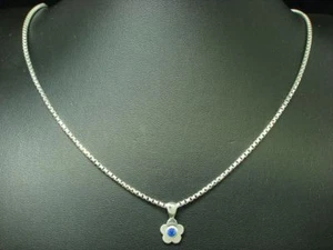 925 Argento Sterling Collana & Ciondolo Con Vetro Ricoperto/51,4cm/8,9g - Foto 1 di 3