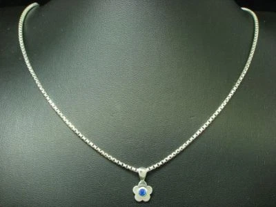 925 Argento Sterling Collana & Ciondolo Con Vetro Ricoperto/51,4cm/8,9g - Immagine 1 di 3