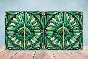 Azulejos de cerámica de diseño Art Deco - Juego de 2 azulejos de decoración de pared Art Deco, azulejos Art Deco - Imagen 1 de 3