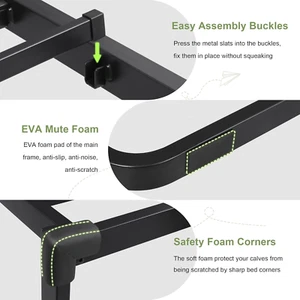Full Size Bed Frame, Upholstered Platform Bed Frame with Heavy-Duty Steel Sla... - Picture 1 of 12