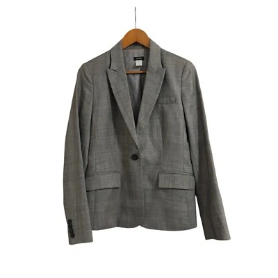 J Crew Mini Houndstooth Check Plaid Wool Suit Jacket Blazer Size 10 Black White  - Image 1 of 4