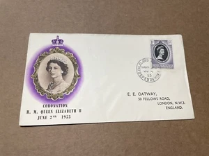Falkland Dependencies 1953 FDC +QEII Coronation SG#G25 +Bi-Color HM Crown Cachet - Picture 1 of 2