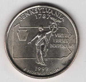 1999 D PENNSYLVANIA STATE QUARTER ROLL 40 U.S .25¢ COINS UNITED STATES AMERICA - Picture 1 of 3