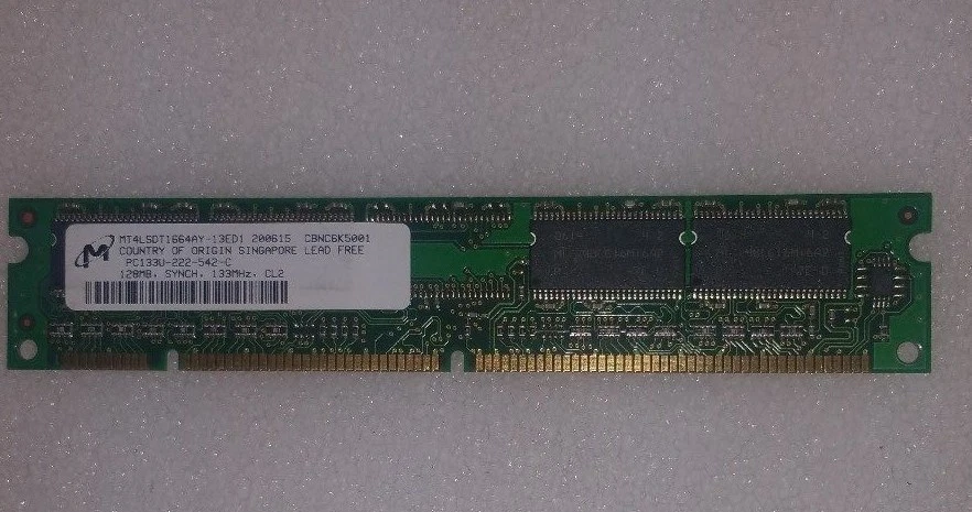 MICRON 128MB SDRAM PC133 CL2 16X16 4CHIPS 168PIN DIMM NON-ECC  - Image 1 of 1