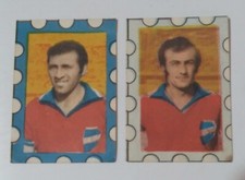 Two collectible cards of great Uruguayan soccer players Castillo and Masnik