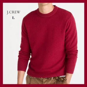 NWT - J. CREW Rugged Merino Wool Crew Neck Sweater, Bright Merlot Sz Large - $79 - Picture 1 of 6