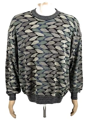 Suéter De Colección Jhane Barnes Para Hombres L Mezcla de Lana Colorido Abstracto Retro Cosby Biggie Foto 1 de 4