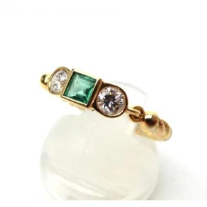 Cartier Vitage 1P Emerald 2P Diamonds 18K Gold Trinity Twist Band *Fvi658 - Picture 1 of 6