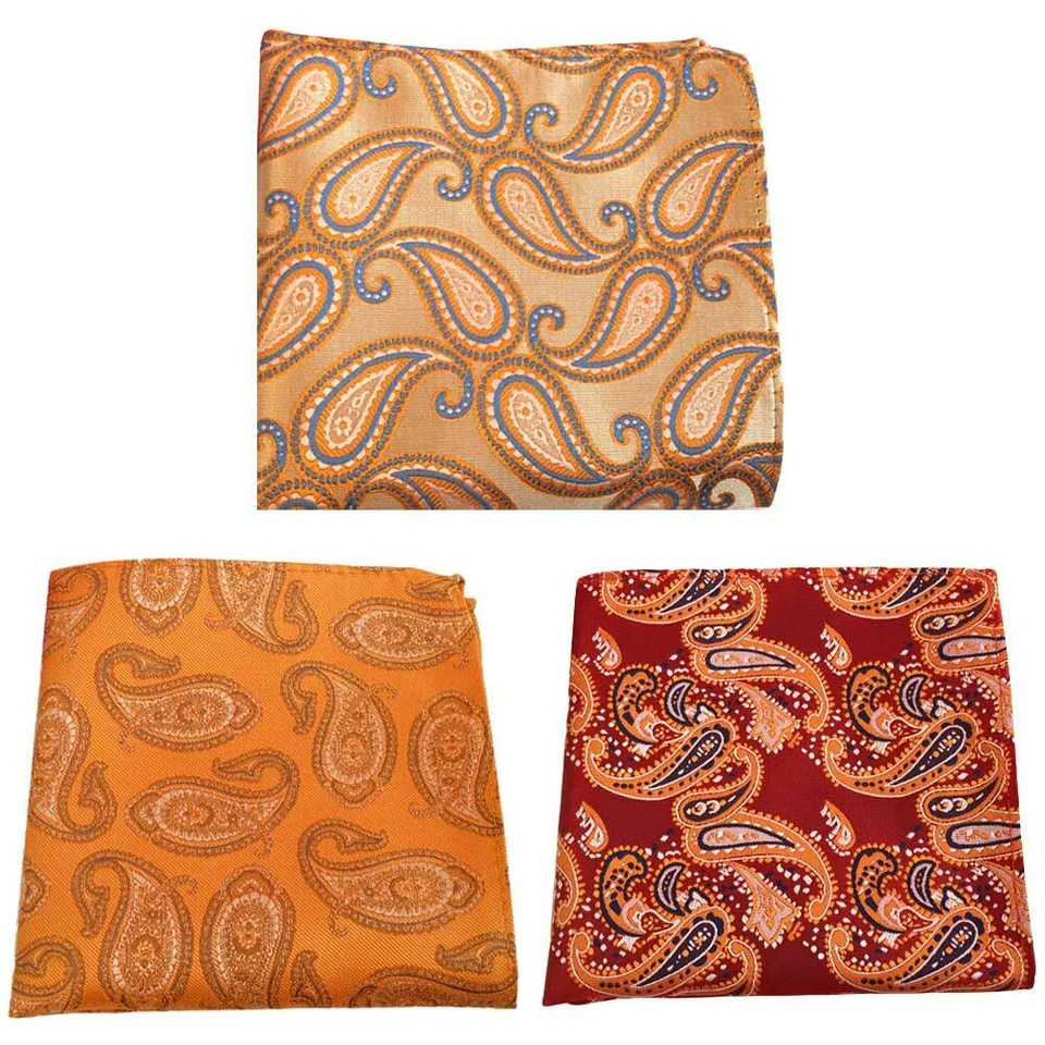 3 Packs Men Flower Paisley Stripe Pocket Square Wedding Party Handkerchief  - Image 1 of 1