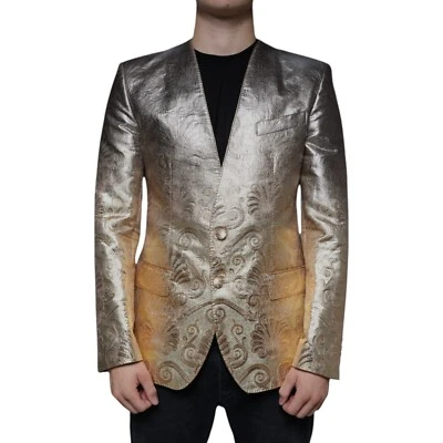 Vestido DOLCE & GABBANA Blazer Dourado Jacquard Peito Único IT50/US40/L 5630usd - Imagem 1 de 4
