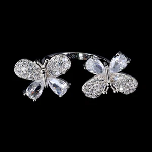 925 Sterling Silber Ring Birne simuliert Cz Edelstein Schmetterling Schmuck G... - Bild 1 von 14
