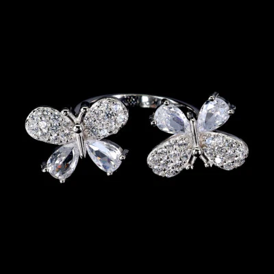 925 Sterling Silber Ring Birne simuliert Cz Edelstein Schmetterling Schmuck G... - Bild 1 von 4