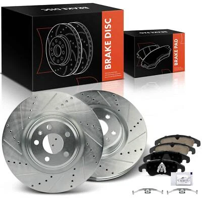 6x Front Drilled Brake Rotors & Ceramic Brake Pads for Audi A6 A7 Quattro Q5 S5 - Image 1 of 4