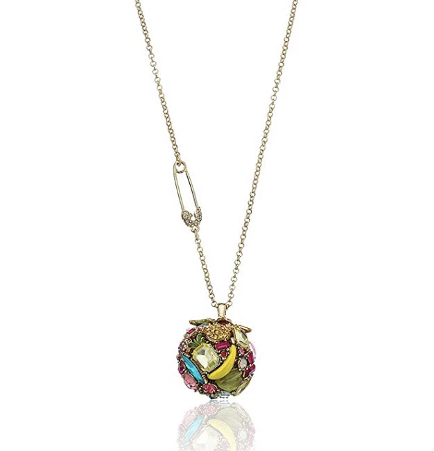 Betsey Johnson Calypso Fruit Ball Multicolored Crystal Pendant Long Necklace