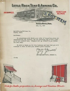 1947 ARKANSAS Letterhead LITTLE ROCK TENT & AWNING CO. Camping Culture JAY JONES - Picture 1 of 1