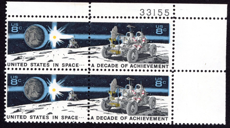 Scott #1435b Space Achievement on Moon Plate Block of 4 Stamps - MNH P#33155 UR - Image 1 of 1