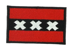Netherlands Amsterdam FLAG PATCH BADGE IRON ON NEW EMBROIDERED BACKPACK Holland - Foto 1 di 1
