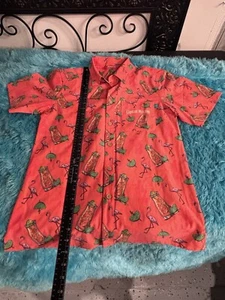 Captain Morgan Rum Shinesty Shirt S Lime Flamingos Coconut Button Up Hawaiian - Picture 1 of 4